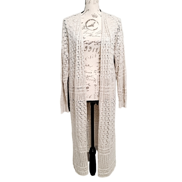 Moral Fiber Sweaters - Moral Fiber women's crochet knit duster open front cardigan duster